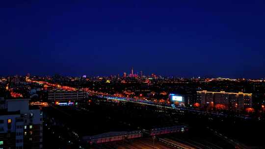 北京国贸CBD城市建筑群傍晚全景