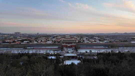 傍晚从景山公园看北京故宫壮观景色