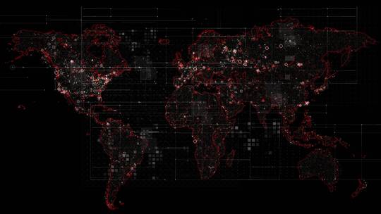 红色数码世界地图