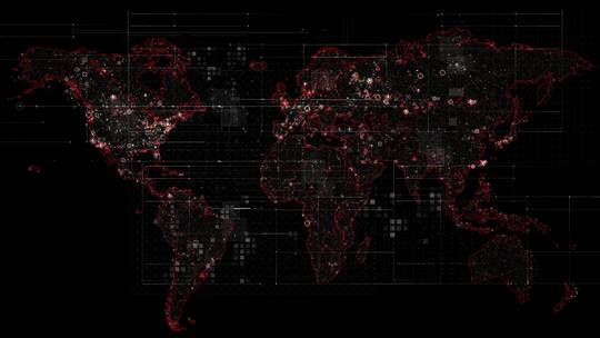 红色数码世界地图视频素材模板下载