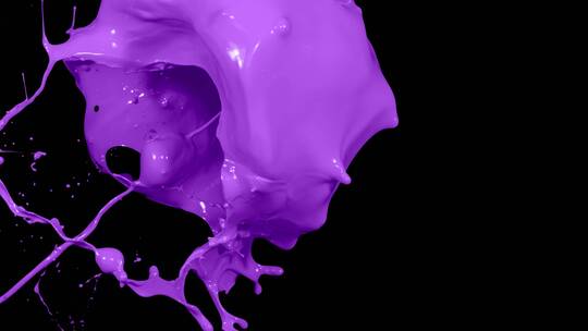 紫色液体颜料泼洒飞溅