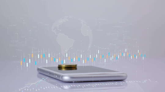 手机和金融货币增长的数据概念