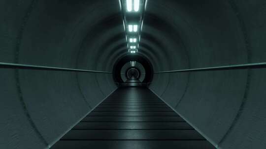 带发光灯的黑暗隧道3D动画循环视频素材模板下载