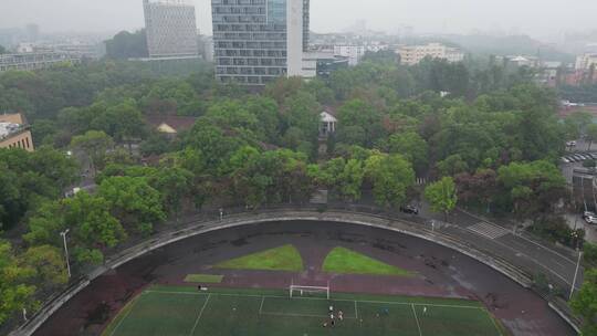 阴雨天气重庆西南大学高视角俯瞰校园航拍