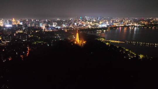 杭州保俶塔夜景航拍