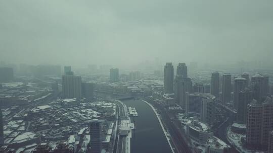 天津之眼雪景航拍