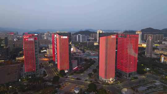 浙江台州椒江商务区夜景夜晚新年春节航拍