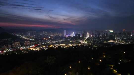 新昌县鼓山公园天姥阁夜景航拍