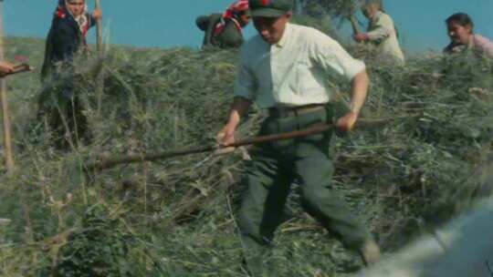 70年代新疆戍边解放军与群众同劳动