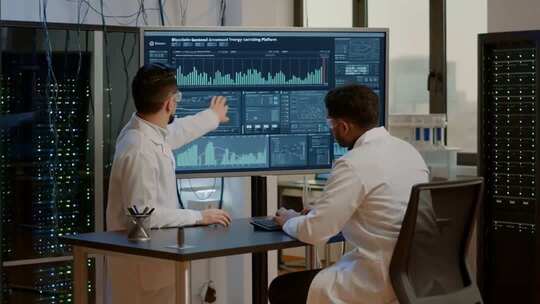 科研人员分析数据画面