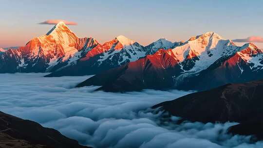 川西超美雪山日出云海4K