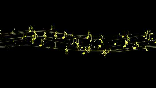 金色音符路径飘飞五线谱AE模板