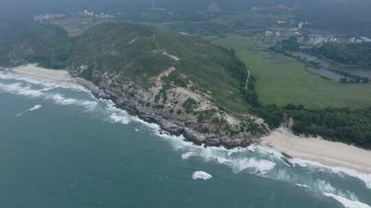 惠州原始海滩 沙滩 海浪 大海航拍