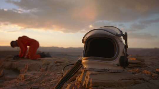 宇航员头盔，沙漠，宇航员，头盔