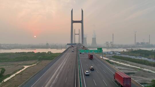 上海闵浦大桥航拍视频素材模板下载