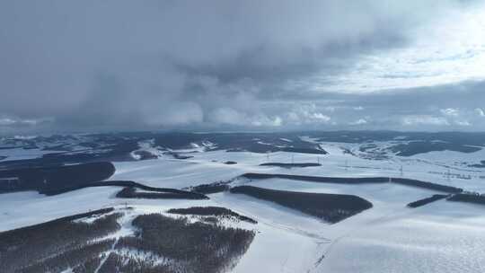 内蒙古寒冬丘陵雪原风光