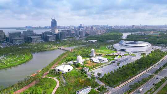 上海临港新城上海天文馆航拍风光视频素材模板下载