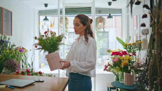 女人，肖像，花店，商店