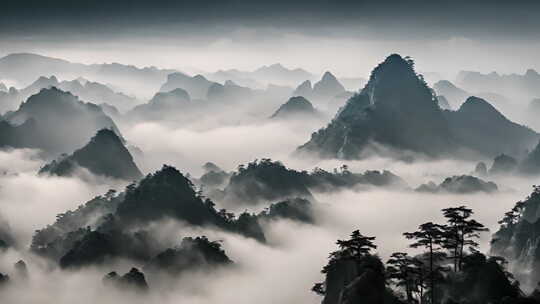 简约意境中国风山水画背景