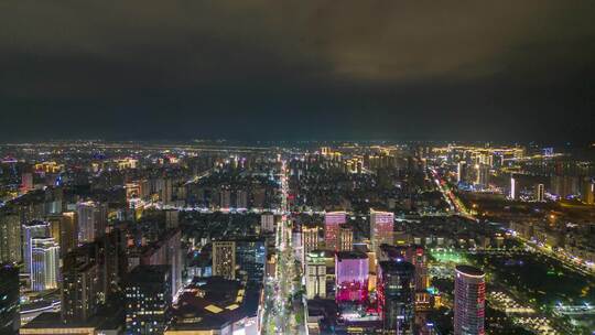 广东汕头城市夜景灯光交通航拍延时8K_1