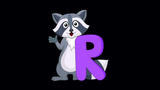 动物字母R带浣熊
