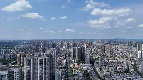 航拍四川乐山城市建设乐山大景