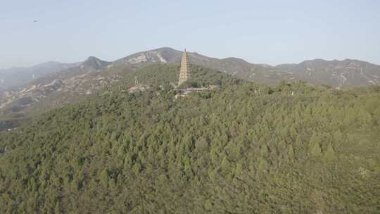 航拍山西临汾洪洞县广胜寺飞虹塔琉璃塔