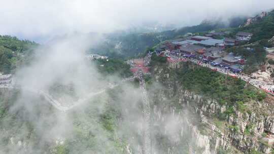 航拍山东泰山日出云海风光