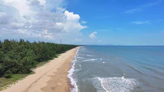 航拍海南乐东县龙沐湾最美落日海滩