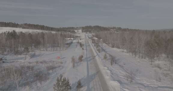 大兴安岭冬季冰雪道路