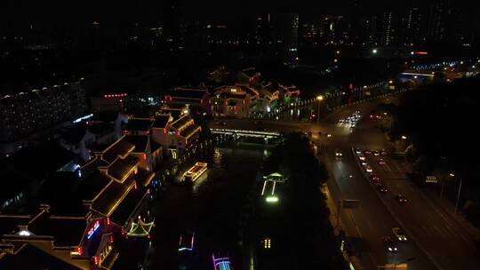 无锡南禅寺夜景4K航拍原素材视频素材模板下载