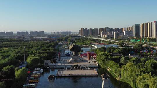4K陕西西安汉城湖汉武大帝航拍视频素材