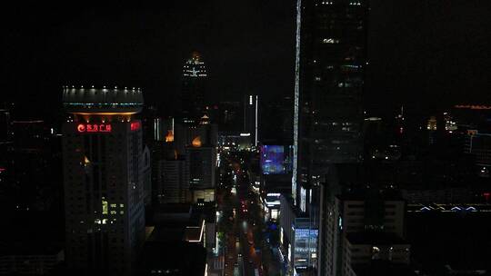 无锡三阳广场夜景航拍4K视频素材