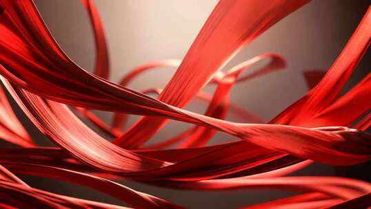 飘动的红色绸带素材