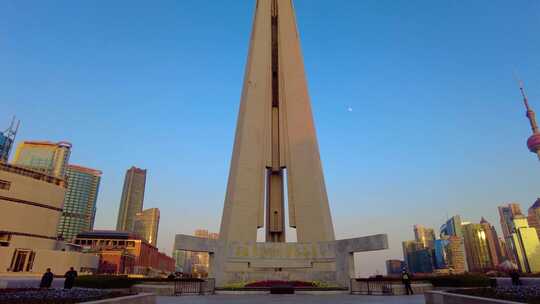 上海外滩上海市人民英雄纪念塔风景视频素材视频素材模板下载