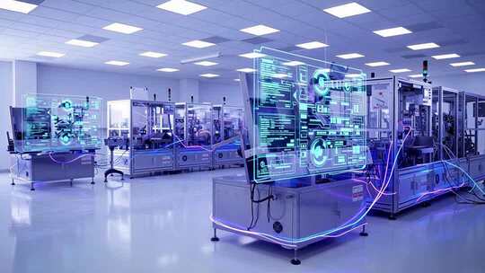 科技工厂自动化生产线场景