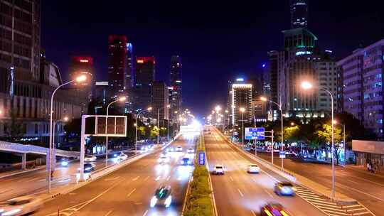 夜晚城市高楼大厦夜景