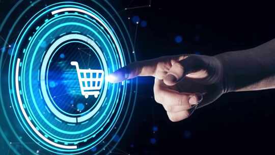 手指点击虚拟购物车画面