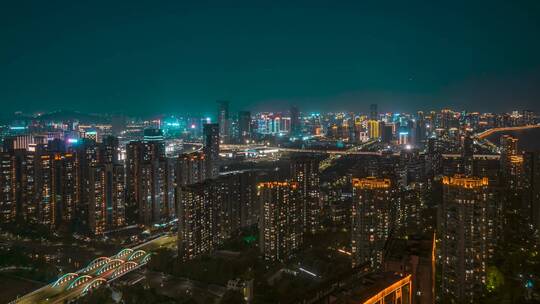 杭州_闸站河桥_中山立交_滨江区夜景4K