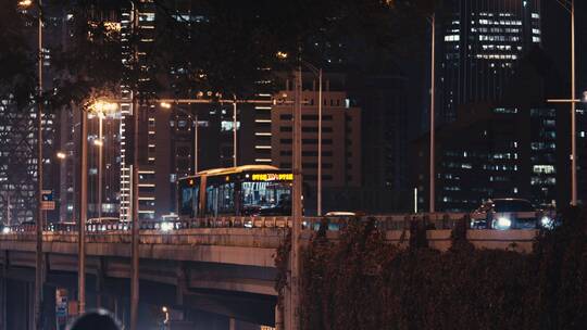 车流夜景 城市夜晚车流