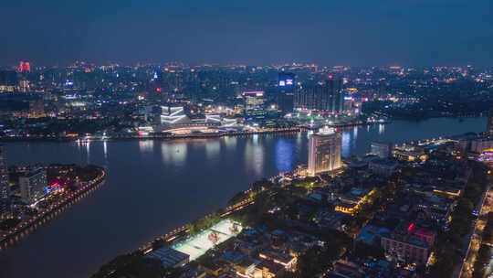 广州白鹅潭大湾区艺术中心夜景延时