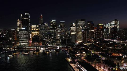 悉尼城市夜景航拍 60帧视频素材模板下载