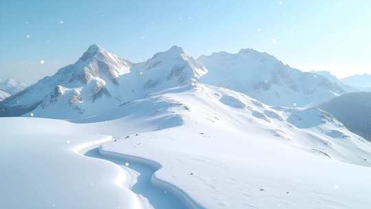 唯美雪山高清4k舞台粒子活动背景