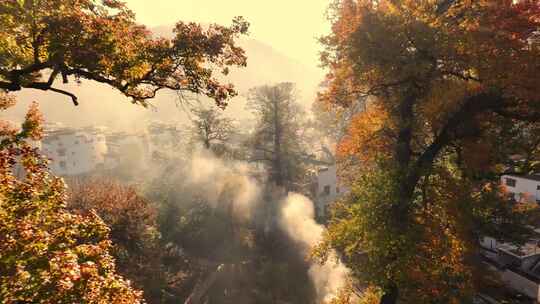 航拍秋色迷人的石城