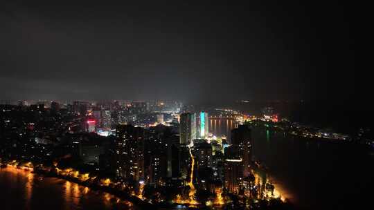 航拍四川乐山肖公嘴夜景