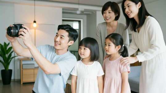 温馨家庭幸福一家人户外童年陪伴成长ai素