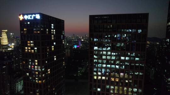 广州天河林和保利中汇广场夜景视频素材模板下载