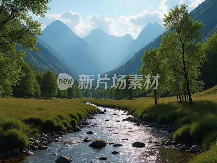 一张有山有水有树的图片