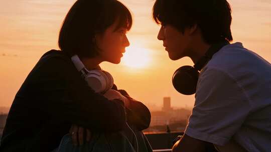 七夕节情侣浪漫剪影唯美爱情视频