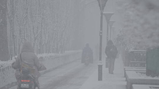 城市雪景 冬天下雪